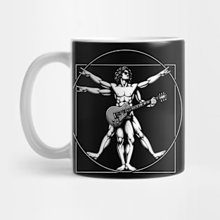 Retro Vitruvian Man Guitar Rock Music Concert Festival Novelty Funny Guitar Mug